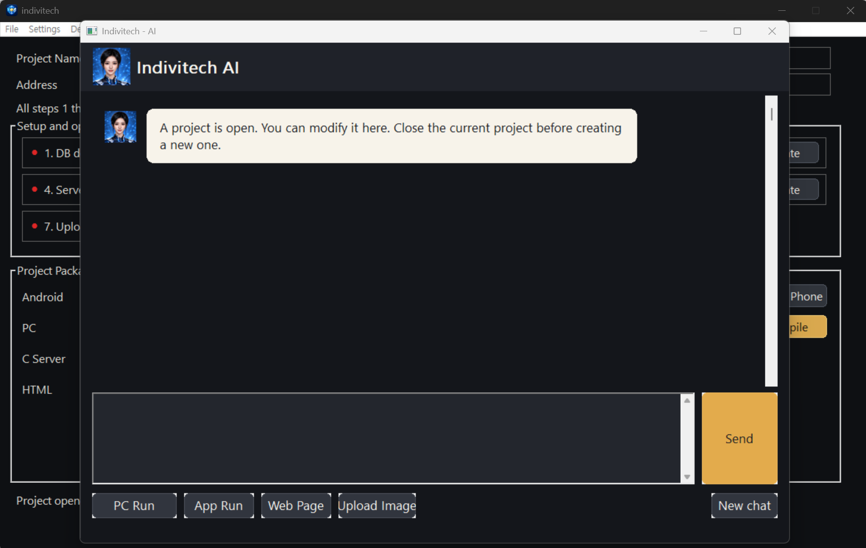 Actual Indivitech AI chat window